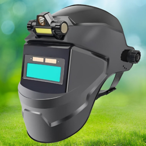 Maschera di saldatura auto-oscurante con lampada frontale