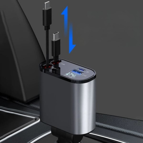 Cargador Rápido de Coche – Compatibilidad con iPhone y USB-C
