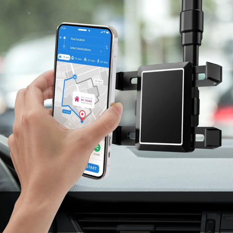 Suporte de Telefone para Carro — Fixação no Retrovisor e Ajustável