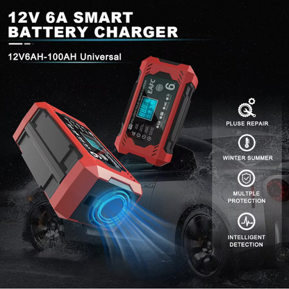 Inteligentný nabíjač batérií do auta 12V/24V - LCD displej a automatická ochrana 