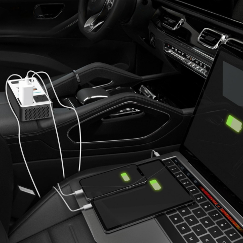 Bilstrømomformer – Hurtiglading med stikkontakter og USB-porter 