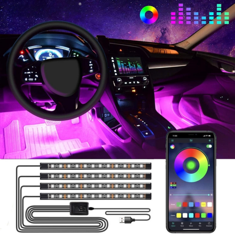 Kit LED Atmosfera Auto – Luci Multicolori Reattive al Suono 