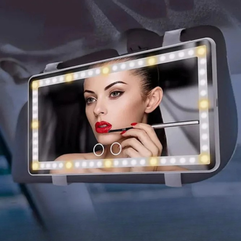 Led Car Make Up Mirror - Diseño Compacto y Luz Ajustable